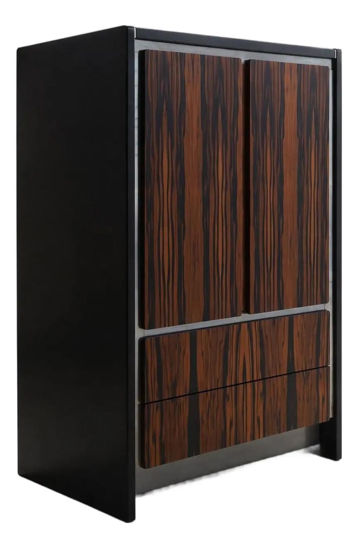 Macassar Wood Dresser Armoire With Ebony and Chrome Accents by John Stuart (1 of 10)