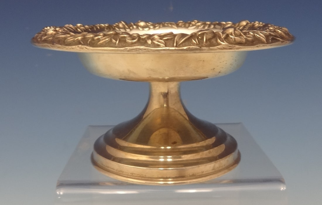 Kirk Sterling Silver Repousse Compote 5 Inch Floral Design (1 of 5)