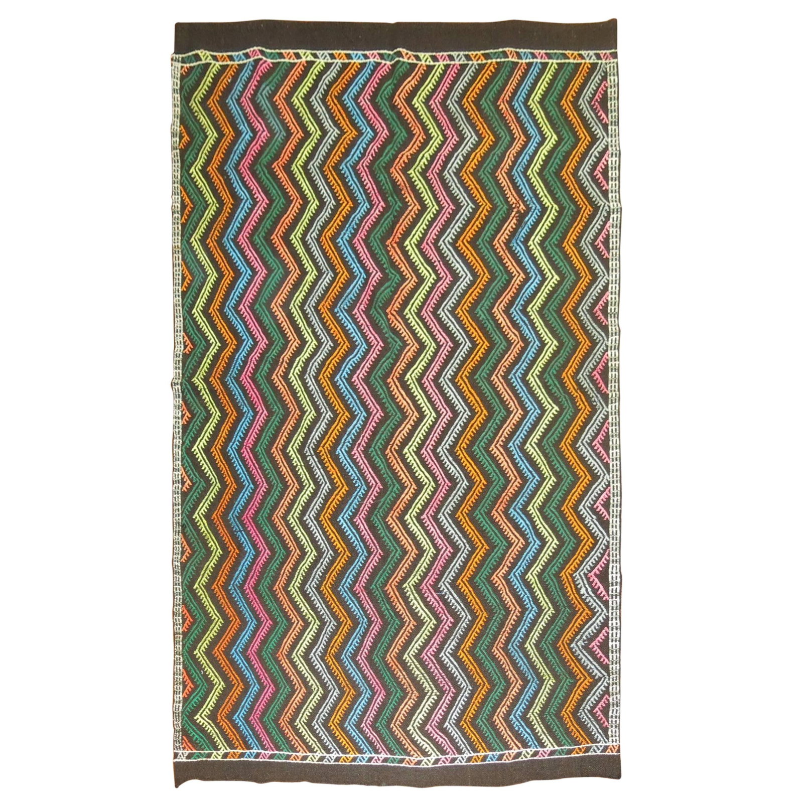 Mid Century Turkish Wool Hand Woven Jajim Kilim 63 x 105 in