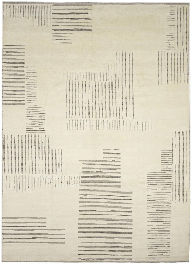 Modern Hand Knotted Wool Area Rug 9'9 x 13'5 Multicolored Abstract Design