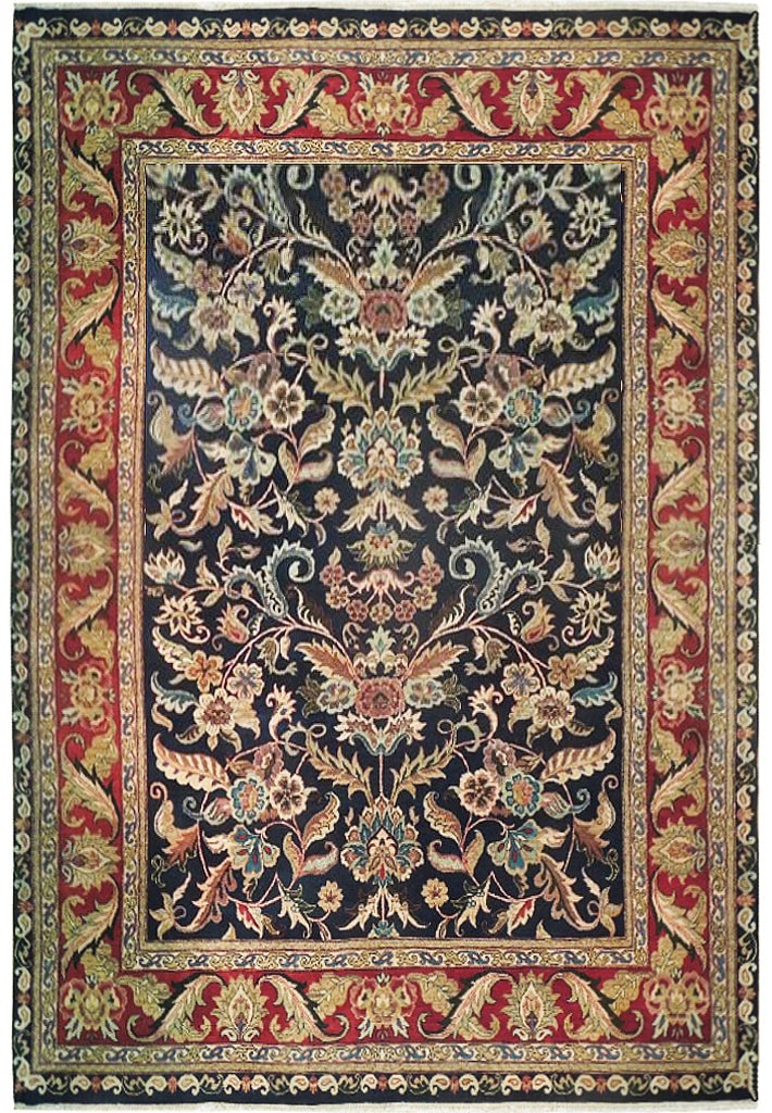 9 x 12.1 Hand-Knotted Navy Blue Jaipur Area Rug: 9 x 12.1 Hand-Knotted Navy Blue Jaipur Area Rug Free continental US Shipping Elevate your home decor with the exquisite 9 x 12.1 Navy Blue Fine Weave Jaipur Rug. This handcrafted masterpiece features 