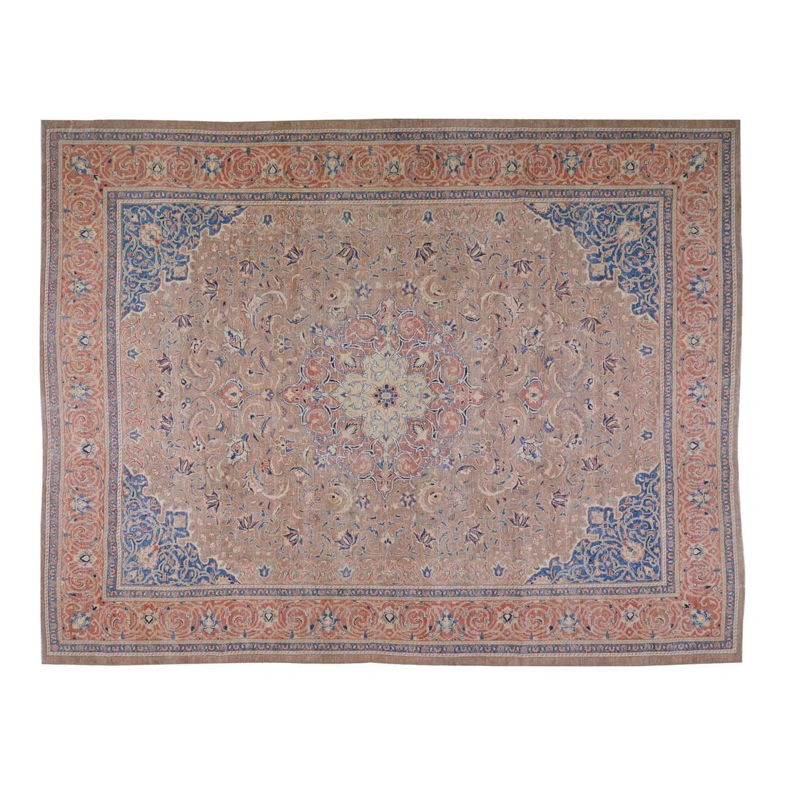 Turkish Anatolian Wool Hand Knotted Rug 9'9x13: Turkish Anatolian Wool Hand Knotted Rug 9'9x13 This vintage Turkish Anatolian rug is hand-knotted from wool, showcasing traditional craftsmanship combined with a modern design sensibility. The rug fea
