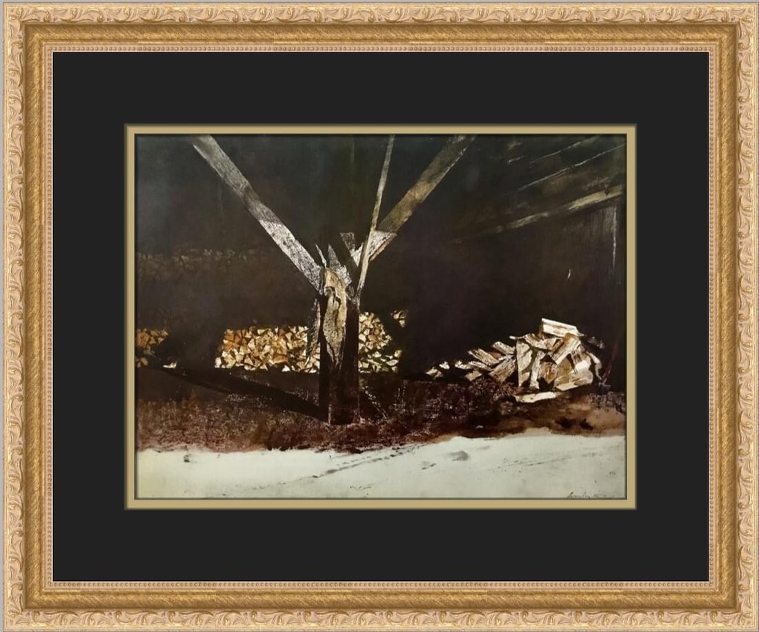 Andrew Wyeth Cordwood Custom Framed Art Print 1976 (1 of 2)