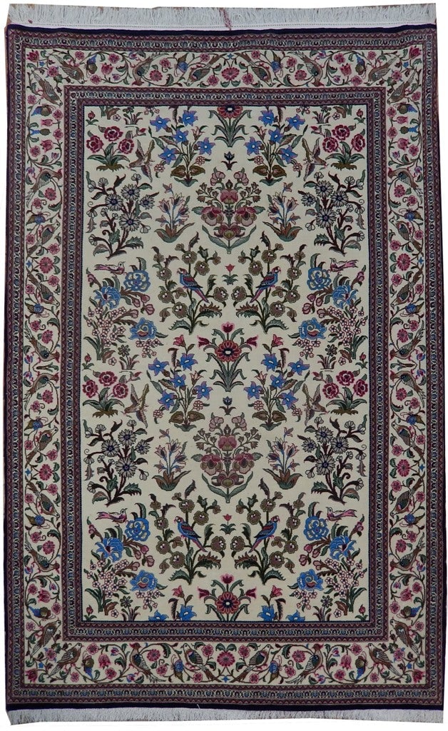Authentic Persian Qom Fine Weave Kork Wool Rug 4.5 x 6.7
