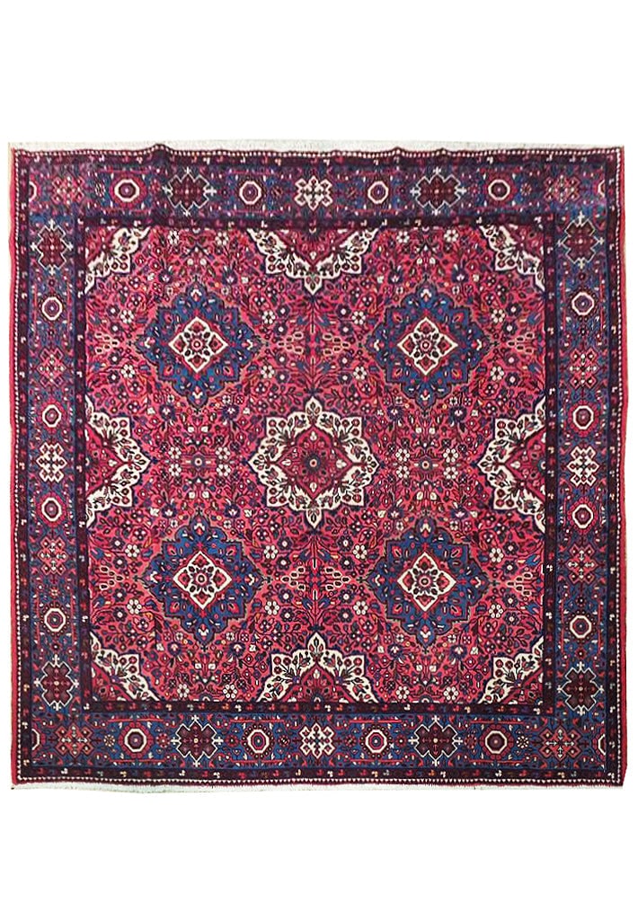 Fine Persian Lilihan Sarouk Rug 6'10 x 6'6 Handcrafted Red Wool Square
