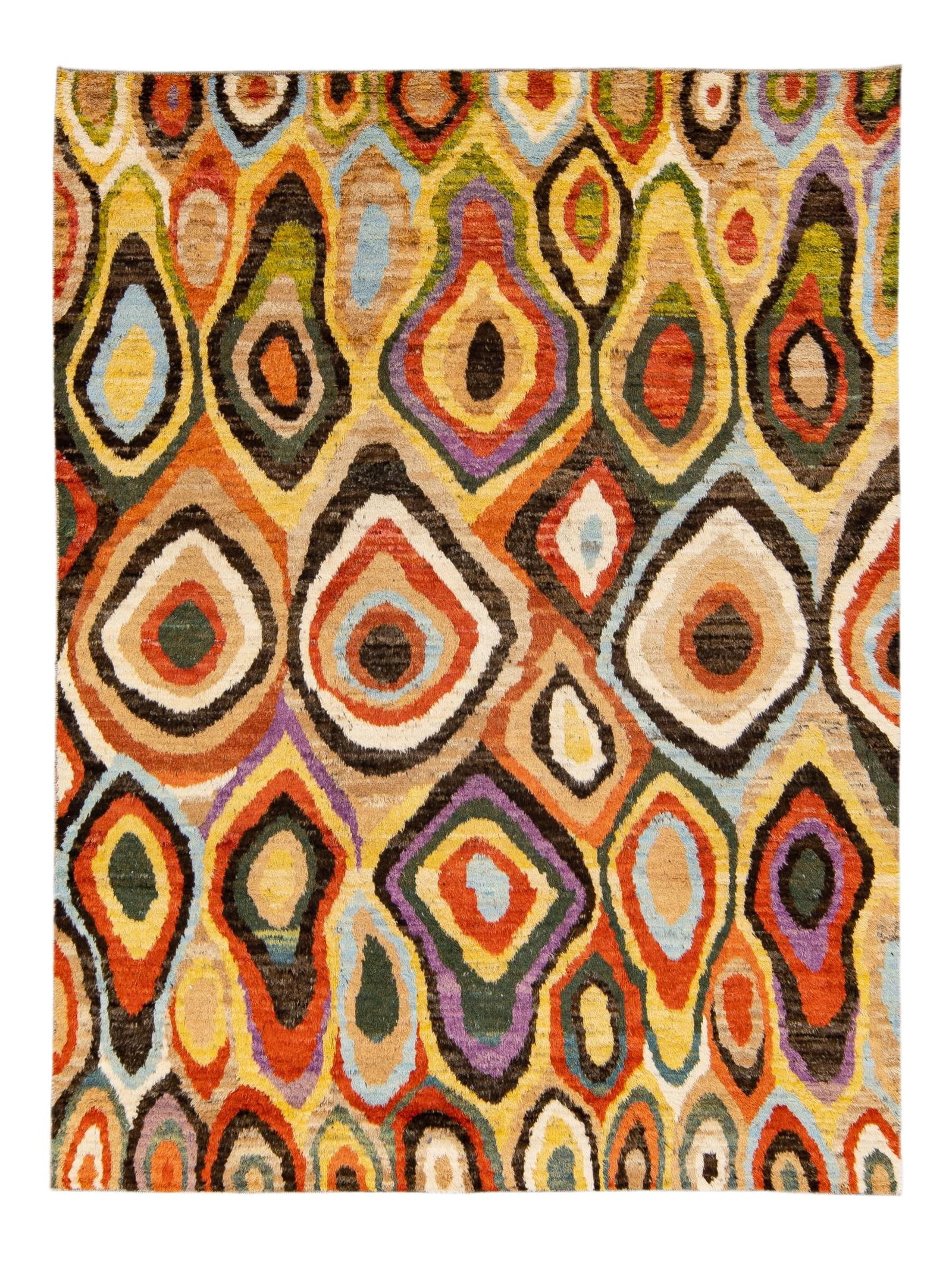 Handmade Moroccan Style Wool Rug 9' x 12' Abstract Design: Handmade Moroccan Style Wool Rug 9' x 12' Abstract Design This exquisite Moroccan style handmade wool rug features a stunning beige field adorned with multicolor accents and an intricate all-over geom