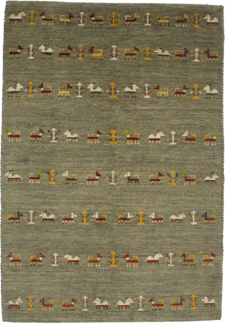 6'0 x 4'1 Wool Hand-Knotted Tribal Rug in Brownish Gray for Kids Room