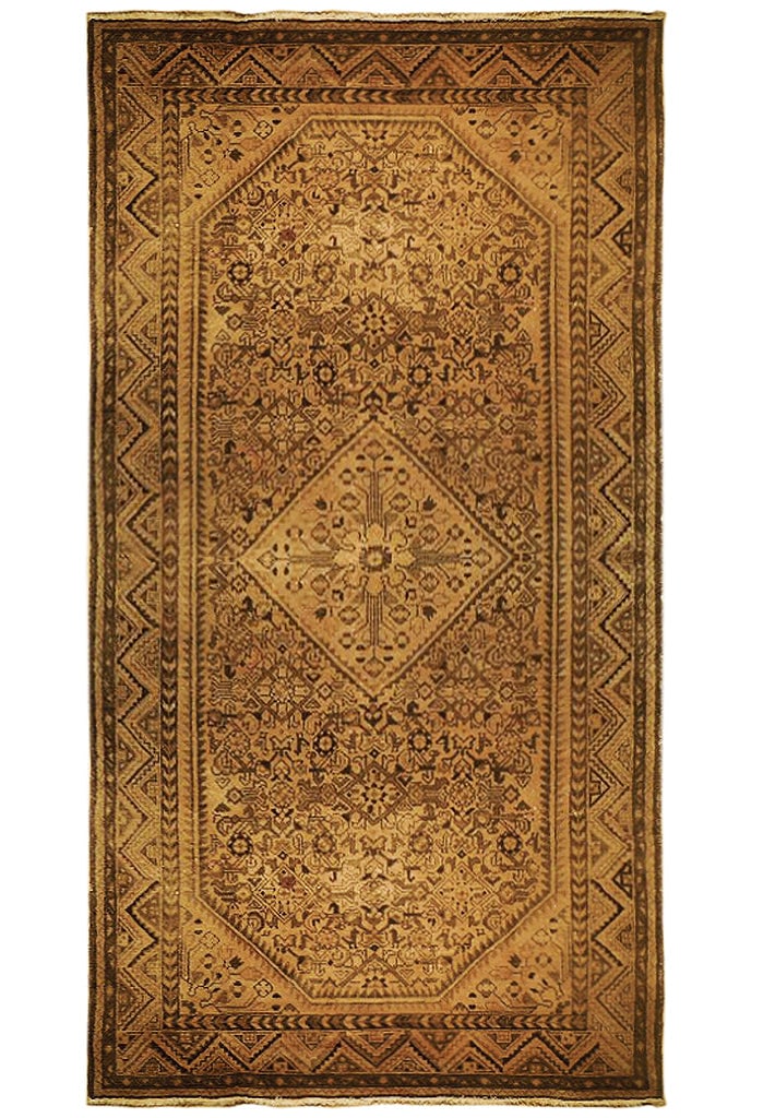 5'4" x 10'1" Handwoven Light Brown Antique Overdyed Hamadan Runner
