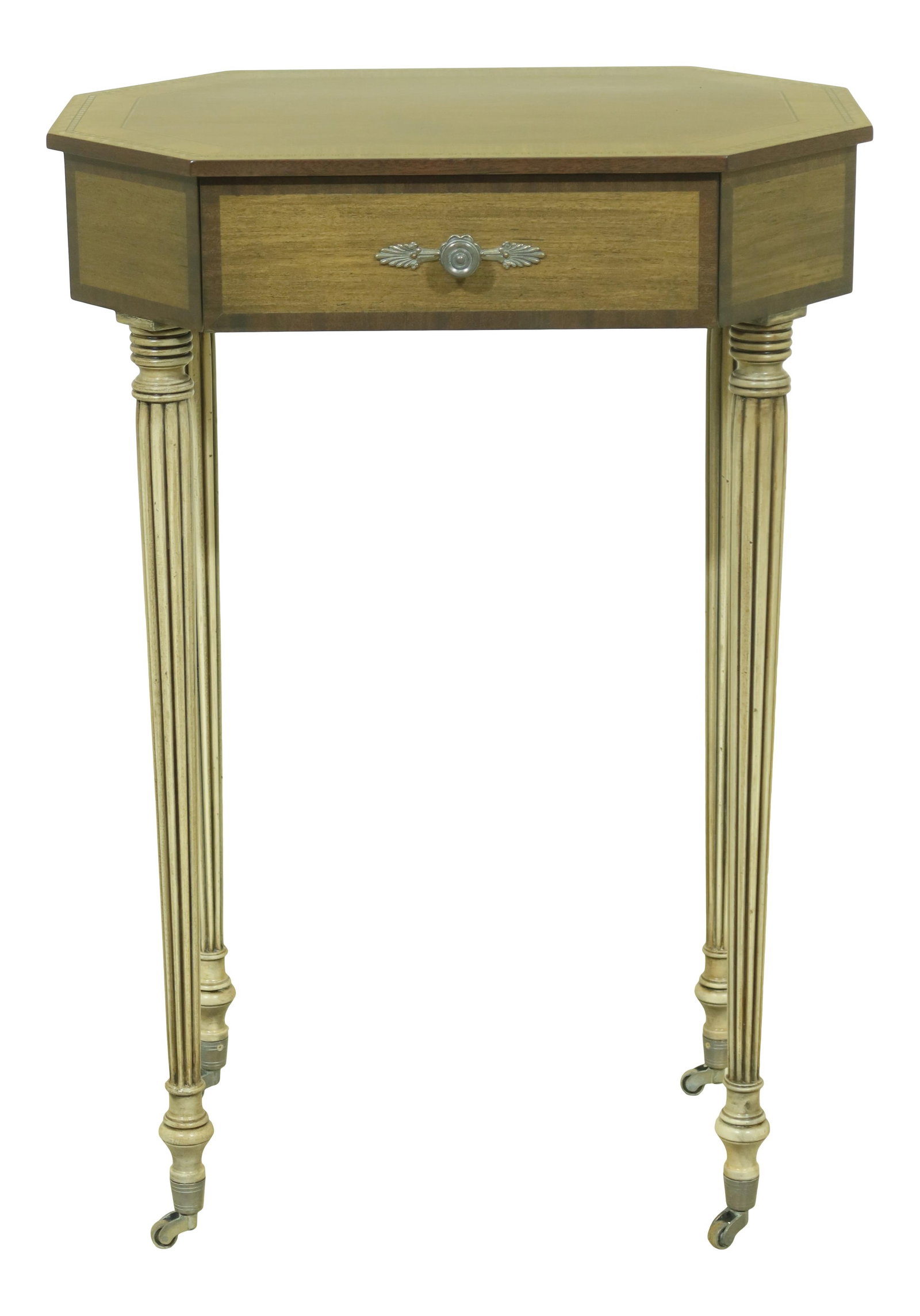 Kindel 83-815 Mahogany Seymour Table Sheraton Style with Silver Leaf Casters: Kindel 83-815 Mahogany Seymour Table Sheraton Style with Silver Leaf Casters Introducing the Kindel 83-815 Mahogany Seymour Table, a stunning piece that exudes elegance and sophistication. This exquis
