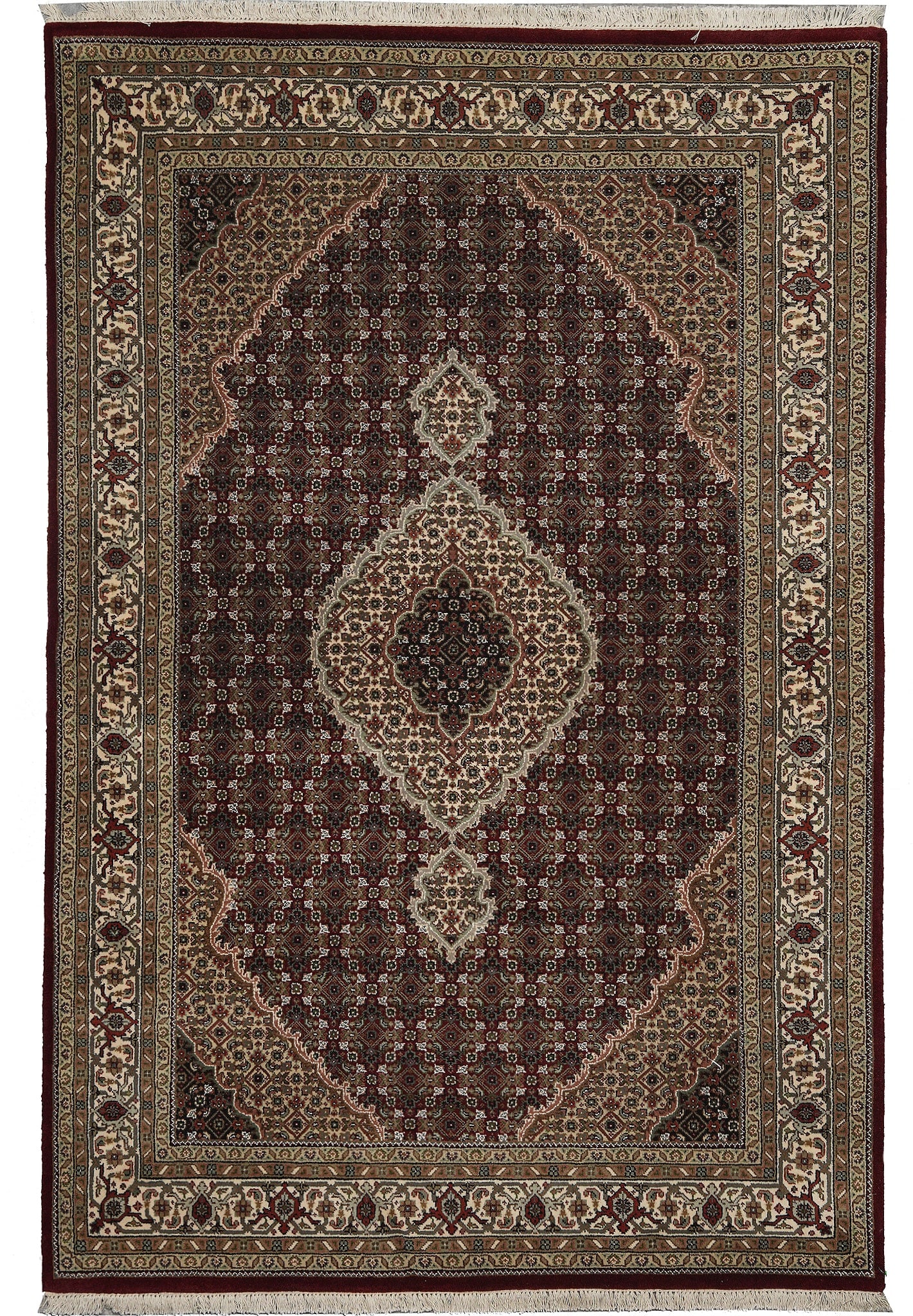 Traditional Persian Hamadan Hand-Knotted Wool and Silk Rug 4.7 x 6.8 (1 of 15)