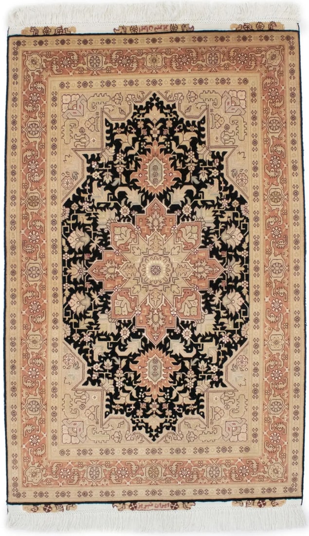 Floral Kork Wool Area Rug Signed Handmade 3'4 x 5'8 Modern Design