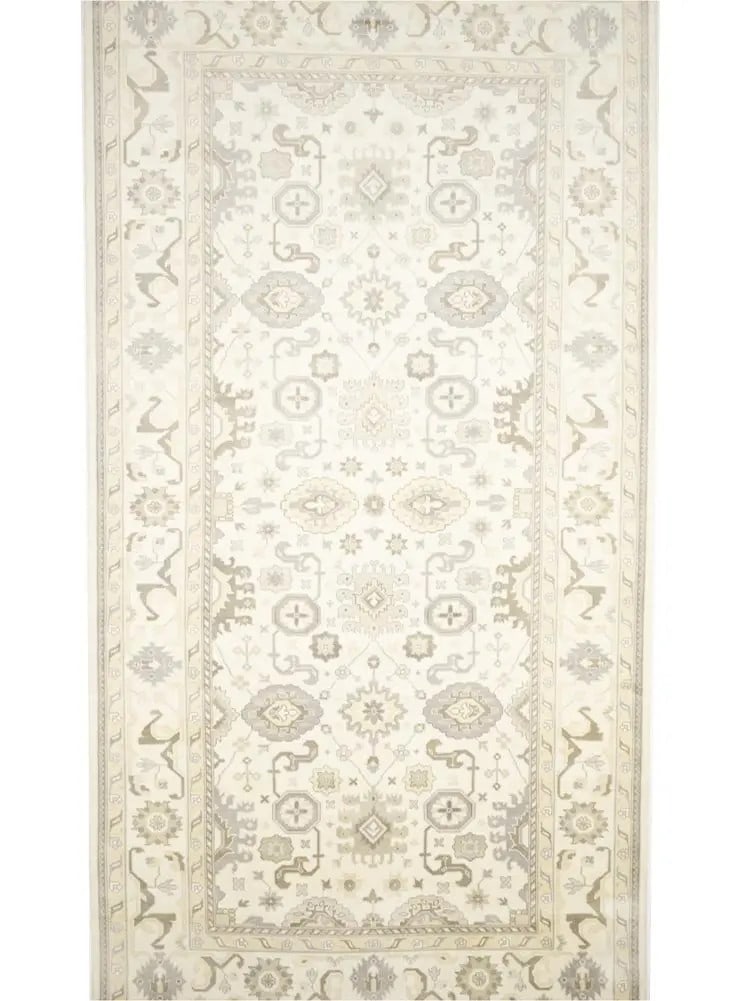 Rare Handmade Oushak Floral Wool Area Rug 10'3 x 19'9 Modern Design