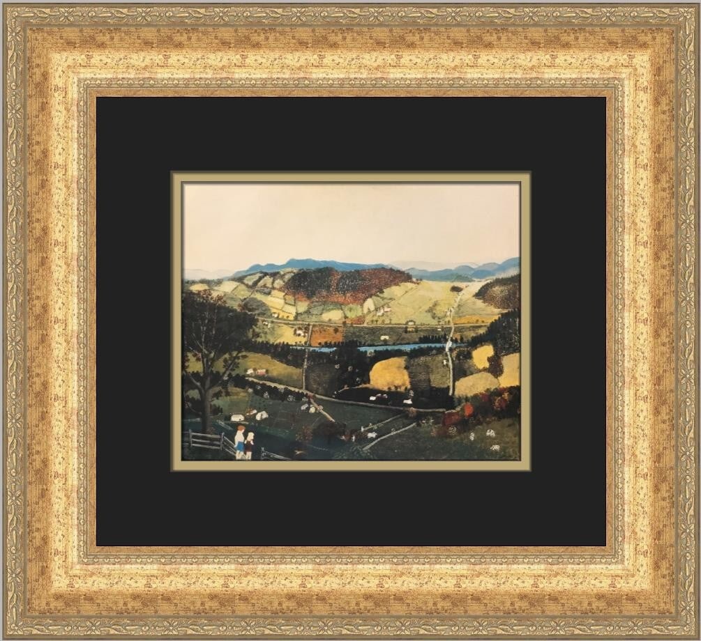 Grandma Moses Cambridge Valley Custom Framed Americana Print: Grandma Moses Cambridge Valley Custom Framed Americana Print This stunning custom framed print titled "Cambridge Valley" by Grandma Moses captures the essence of Americana Folk Art. Measuring 16 in he