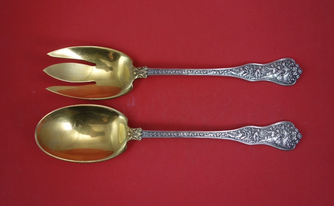 Tiffany & Co Olympian Sterling Silver Salad Serving Set 10 Inch (1 of 2)
