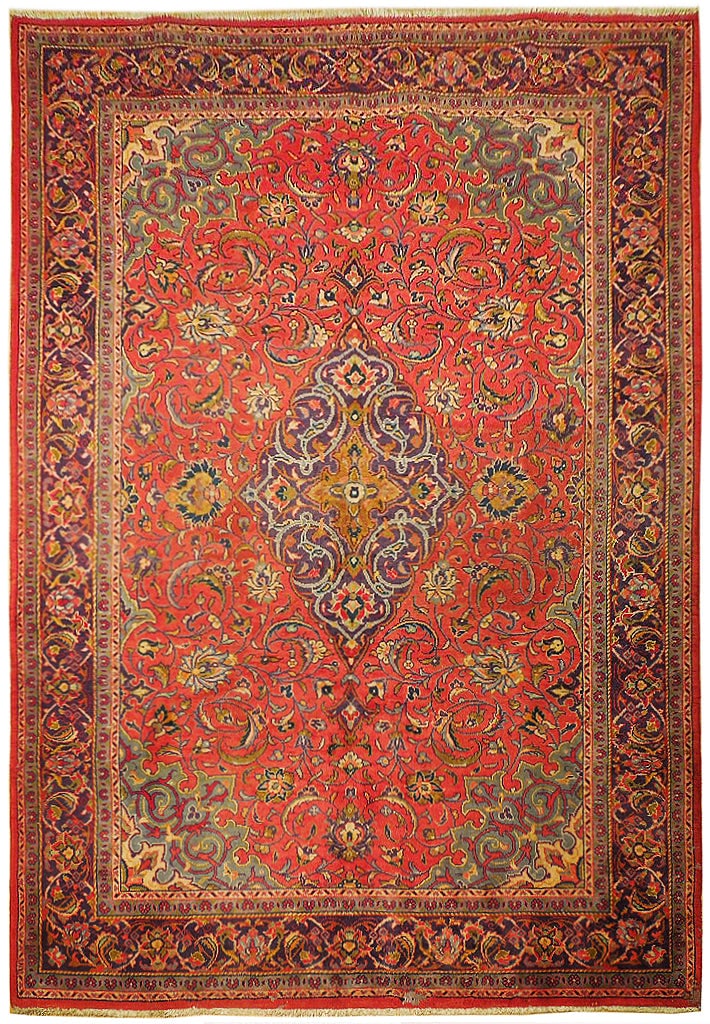 Luxurious Salmon Semi-Antique Persian Malat Hand-Knotted Rug 6'3 x 9'9: Luxurious Salmon Semi-Antique Persian Malat Hand-Knotted Rug 6'3 x 9'9 Free continental US Shipping Elevate your space with the exquisite 6' 3" x 9' 9" Salmon Semi-Antique Persian Malat Rug, handcraft