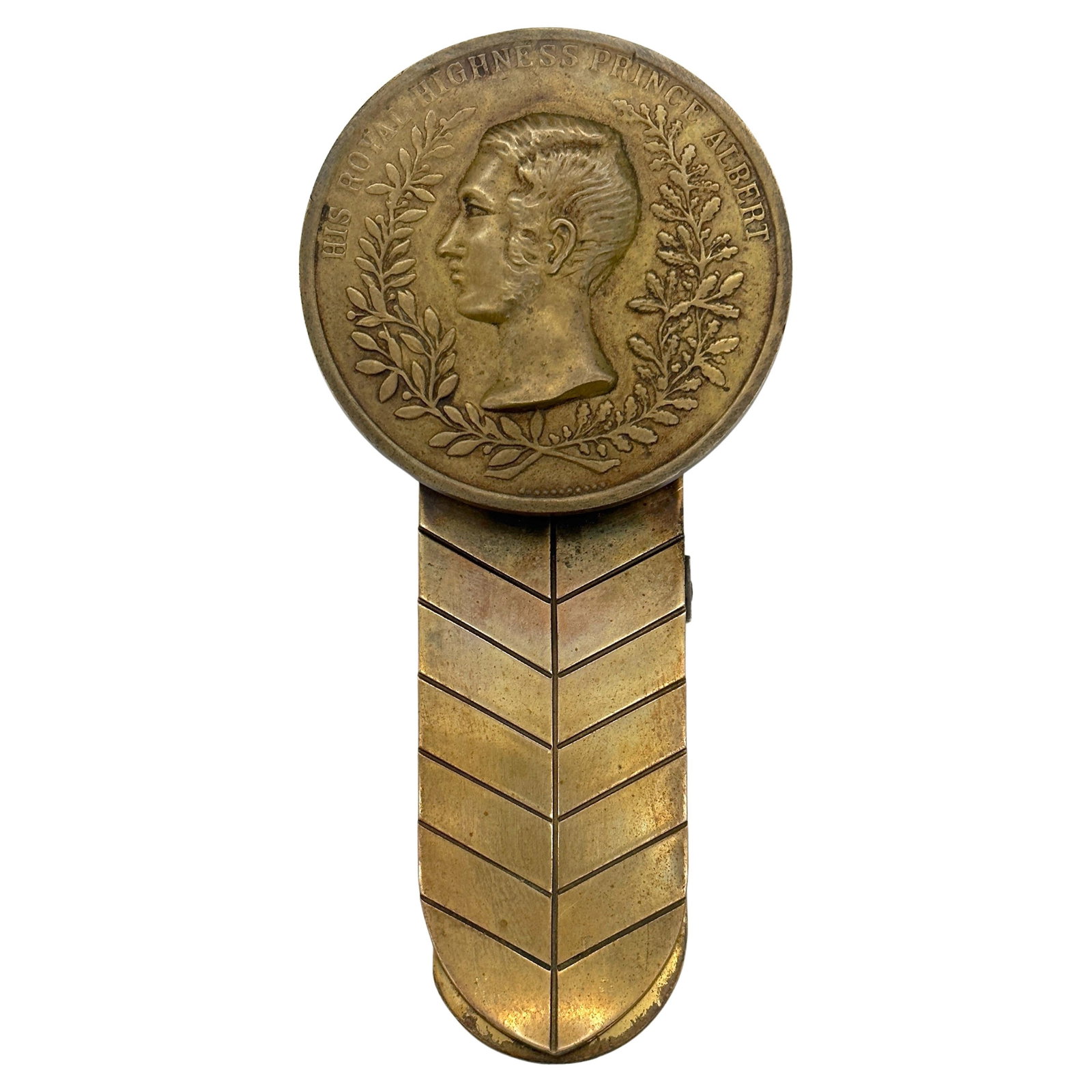 Neoclassical English Bronze Prince Albert Commemorative Desk Clip