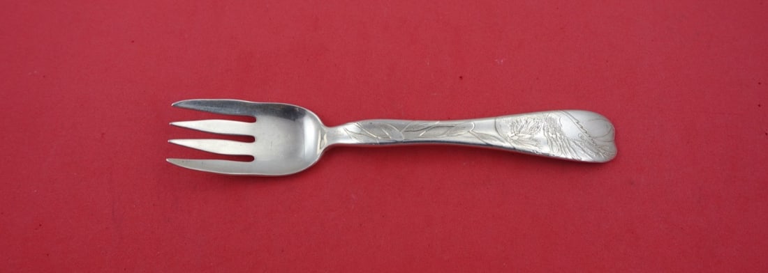 Tiffany Sterling Silver Lap Over Edge Acid Etched Fish Fork 6.5"