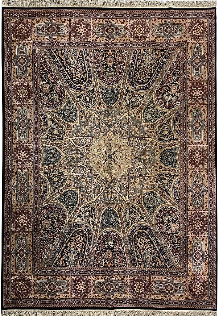 Handwoven 8' x 10' Wool Silk DOM Esfahan Area Rug
