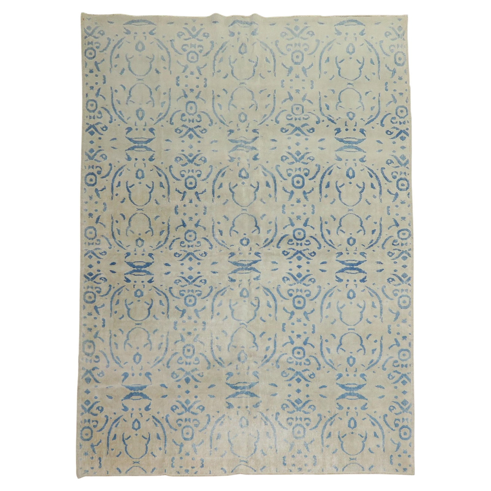 Zabihi Collection Hand-Knotted Turkish Deco Carpet 7'4" x 10'2" Wool Mid-Century Modern: Zabihi Collection Hand-Knotted Turkish Deco Carpet 7'4" x 10'2" Wool Mid-Century Modern Enhance your living space with this exquisite Zabihi Collection Turkish Deco Carpet, a stunning representation o