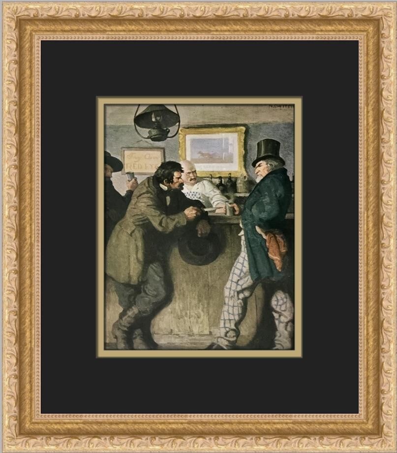 N.C. Wyeth The Whiskey Skin Custom Framed Print 14 x 12 Impressionism: N.C. Wyeth The Whiskey Skin Custom Framed Print 14 x 12 Impressionism This exquisite print titled "The Whiskey Skin" by N.C. Wyeth showcases a stunning portrayal in the Impressionism style. Produced i