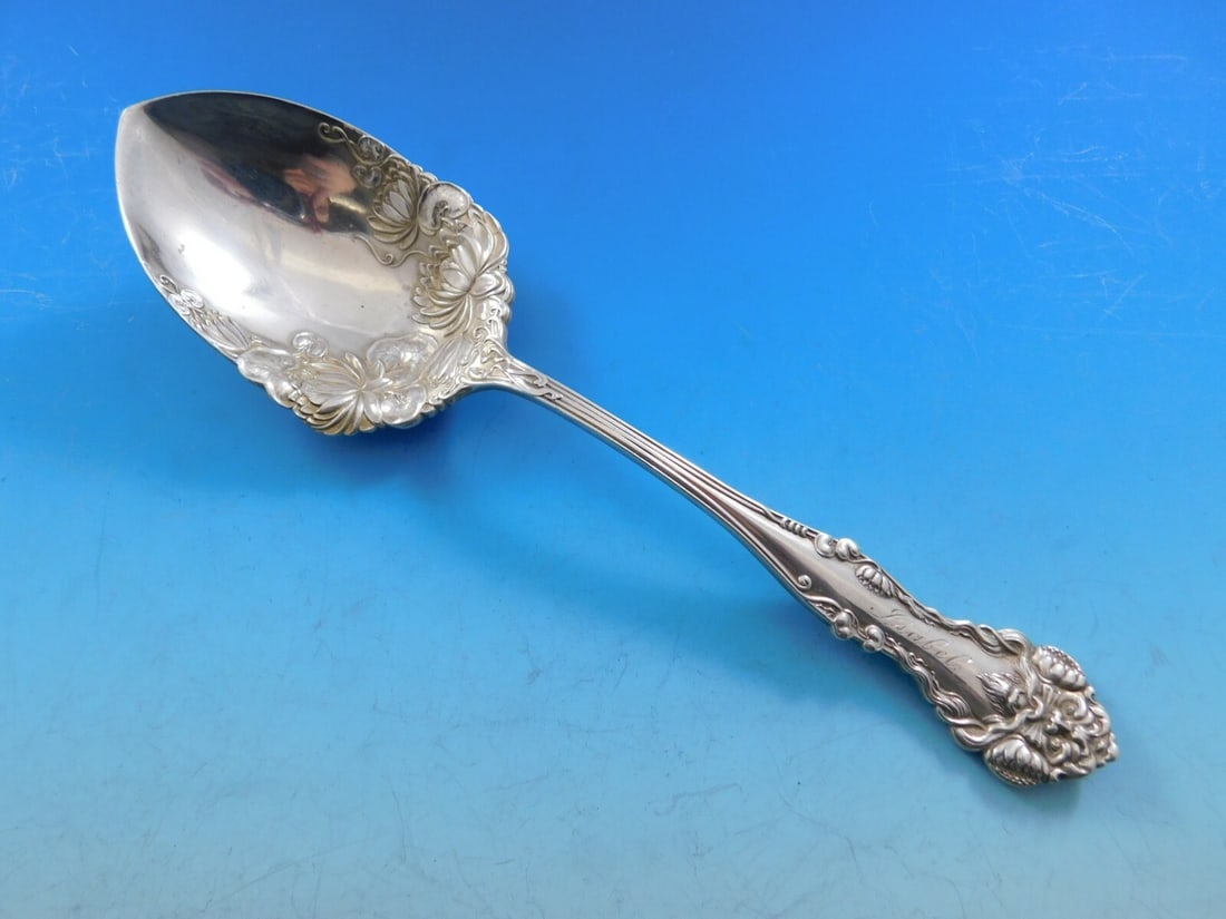International Cleone Sterling Silver Berry Spoon 8 1/4" Greek Mythology
