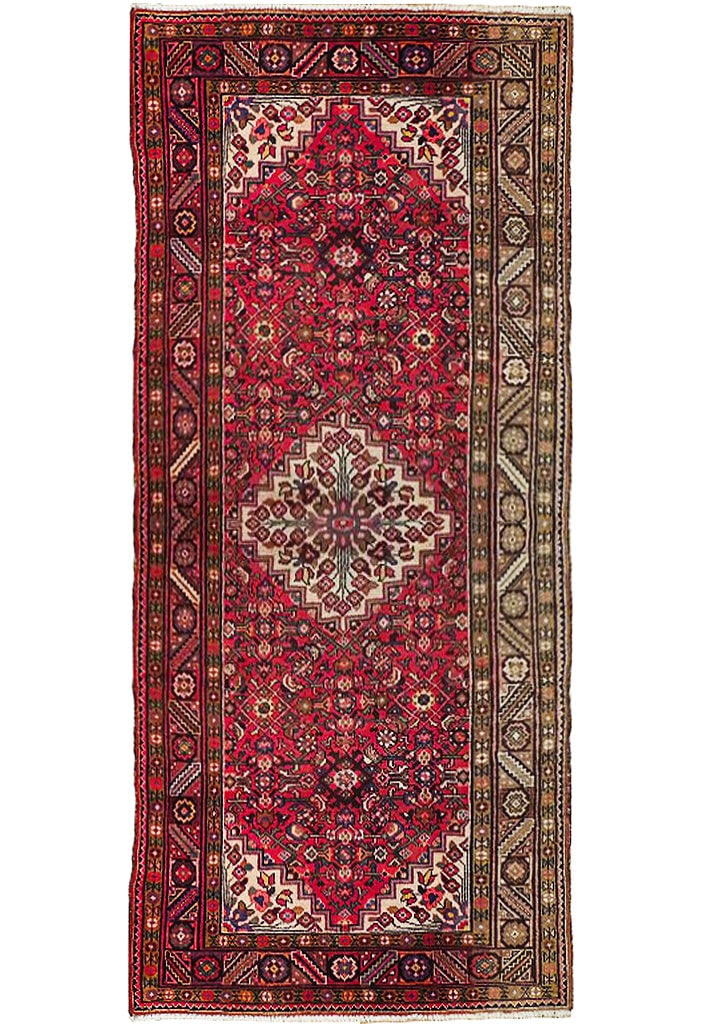 5' x 11'10" Reddish Pink Persian Herati Wool Runner Handcrafted