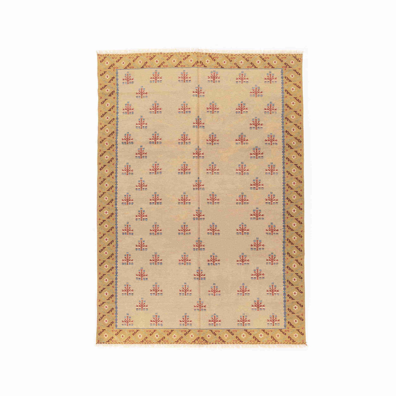 Handmade Konya Wool Kilim 79.9 x 113.4 Inches
