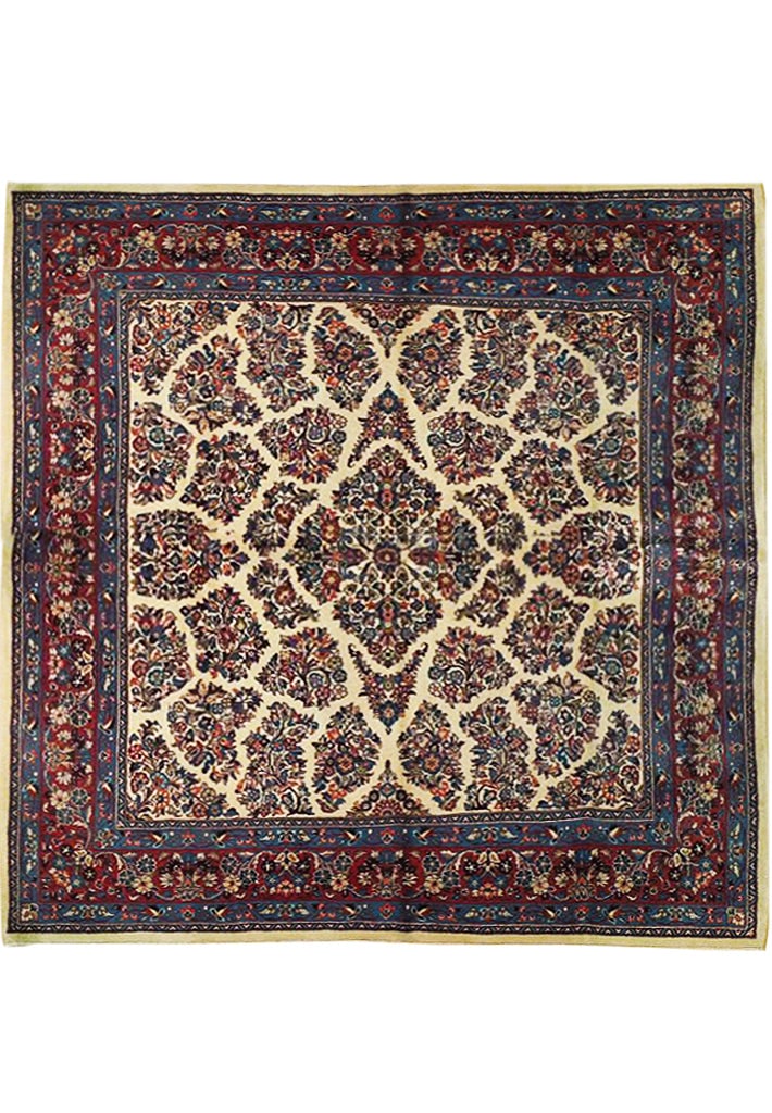 6'10 x 7'4 Ivory Handcrafted Persian Sarouk Rug (1 of 6)