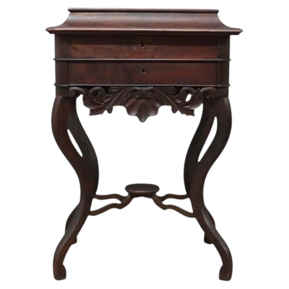 Victorian lift top sewing stand walnut rosewood 2 drawers c1890 (1 of 12)