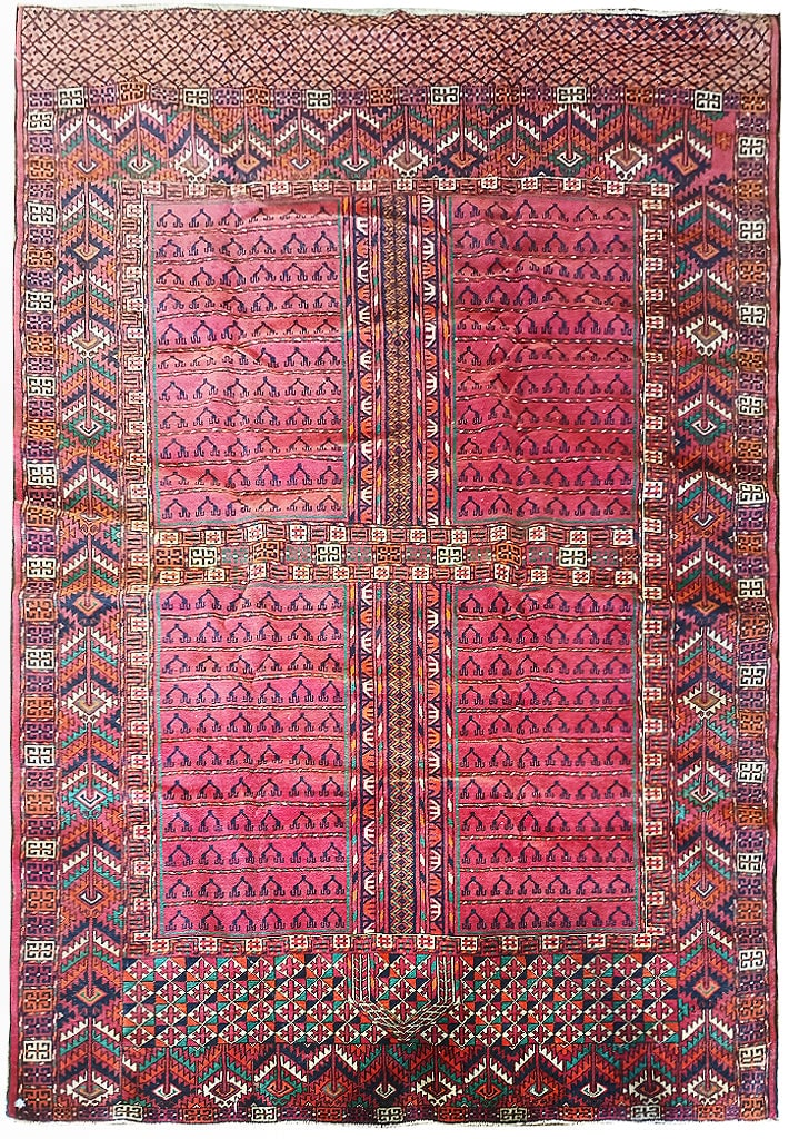 4.7 x 6.2 Handmade Hachlu Afghan Rug Wool Area Rug Pakistan: 4.7 x 6.2 Handmade Hachlu Afghan Rug Wool Area Rug Pakistan Free continental US Shipping Enhance your living space with this exquisite 4.7 x 6.2 ft (55 x 74 in) handmade Hachlu Afghan rug. Crafted by 
