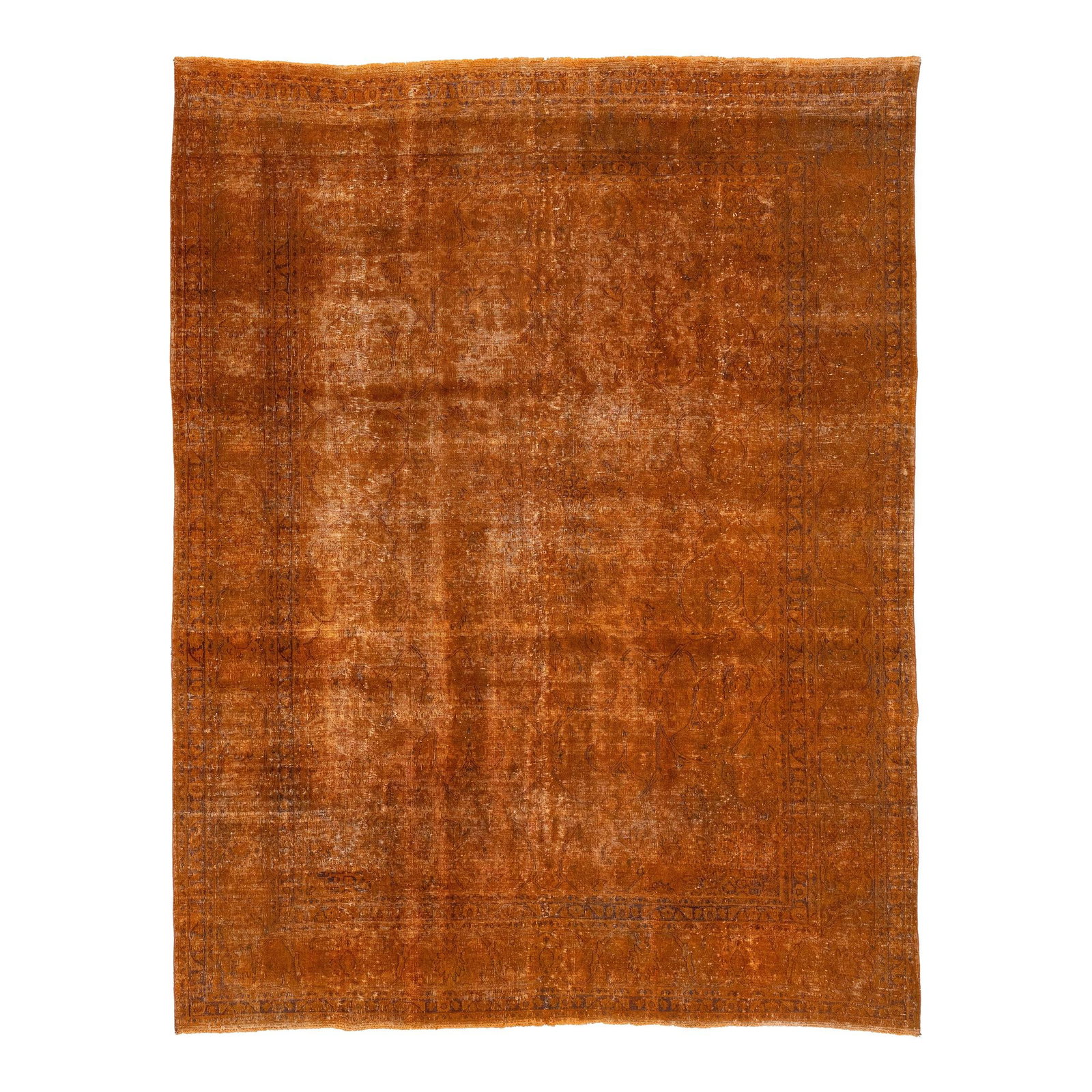 Antique Persian Wool Rug 9'7 x 12'4 Orange Floral Design: Antique Persian Wool Rug 9'7 x 12'4 Orange Floral Design Enhance your space with this exquisite antique Persian wool rug, meticulously hand-knotted and featuring a captivating medallion and floral des