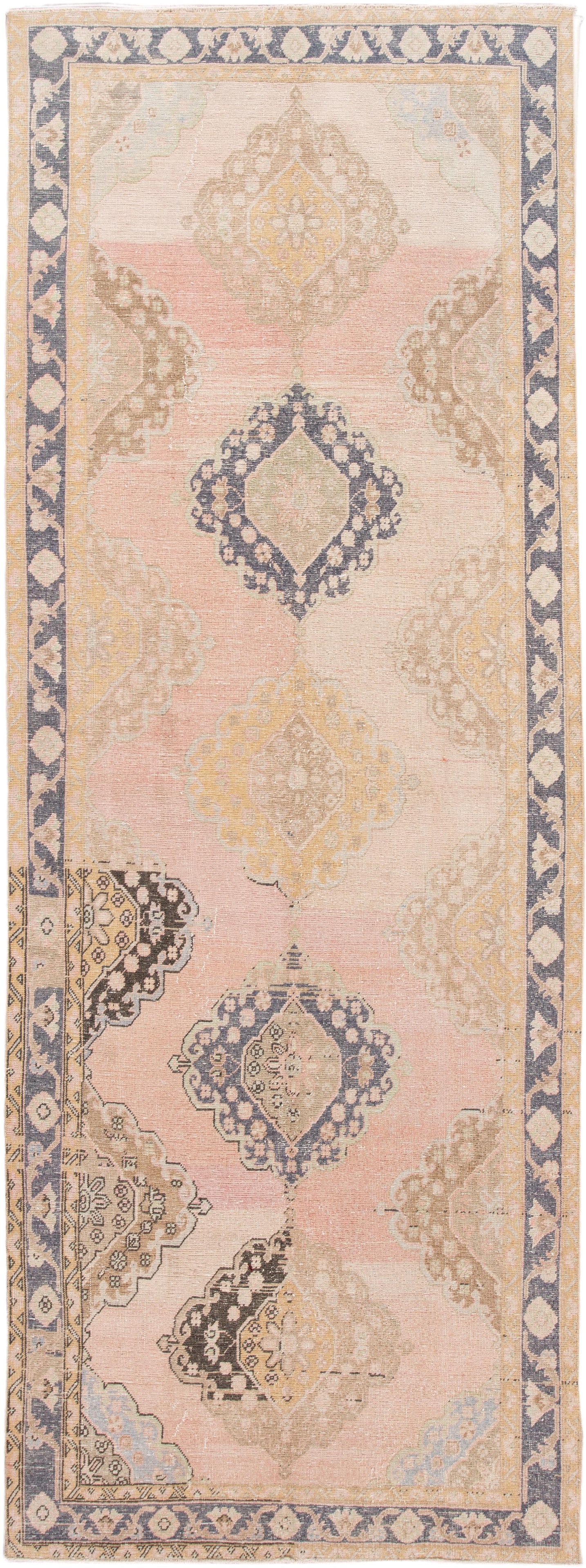 Antique Turkish Wool Runner Early 20th Century Hand-Knotted: Antique Turkish Wool Runner Early 20th Century Hand-Knotted This exquisite Early 20th Century Antique Turkish Wool Runner showcases a hand-knotted wool construction featuring a beautiful pink and peac