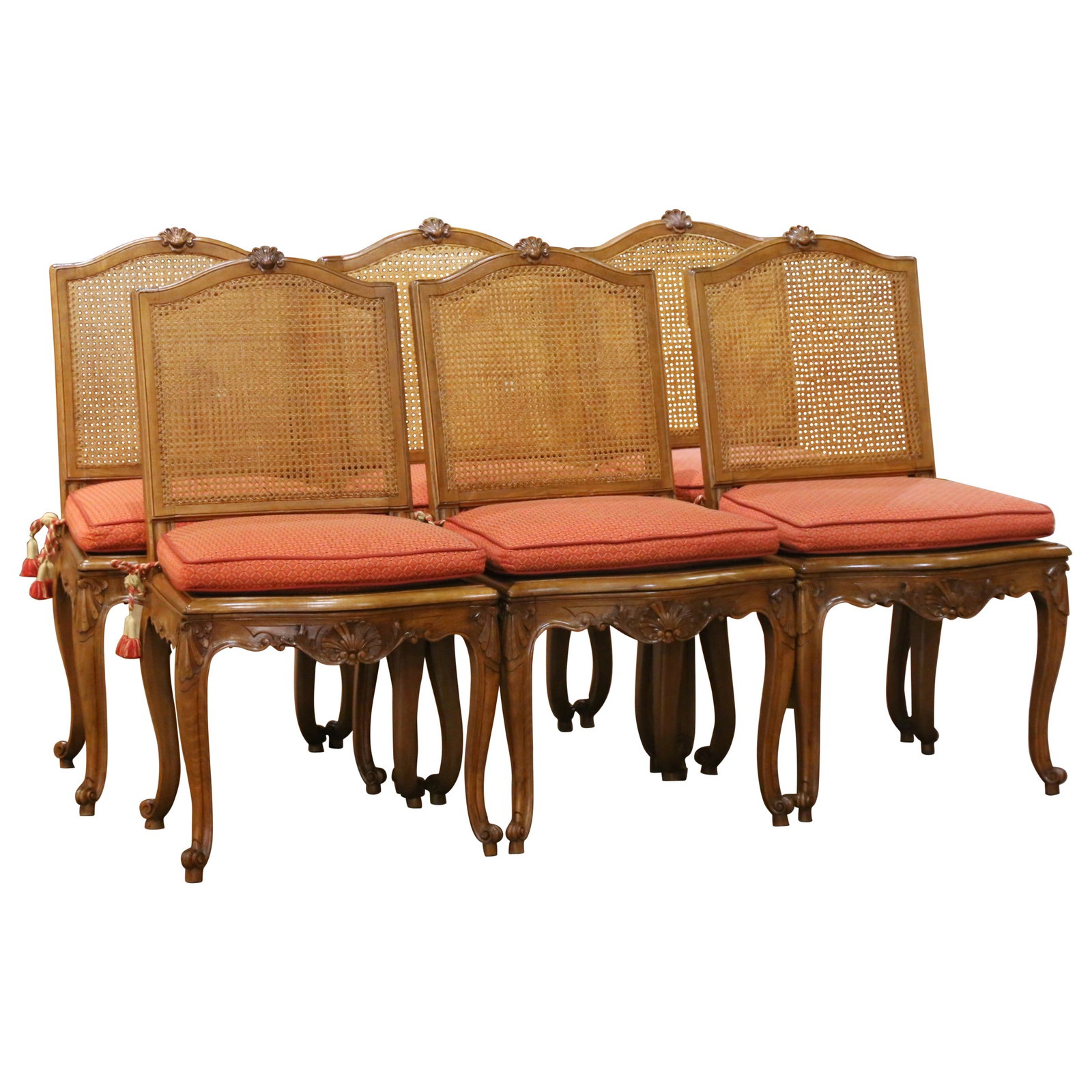 Set of 6 Louis XV Style French Dining Chairs in Beech and Cane (1 of 14)