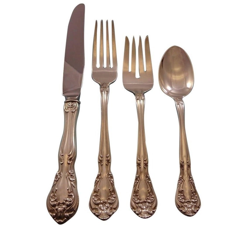 38 Piece Sterling Silver Flatware Service for 8 Alvin Chateau Rose: 38 Piece Sterling Silver Flatware Service for 8 Alvin Chateau Rose Chateau Rose by Alvin is a 38-piece sterling silver flatware set for 8, made in the United States and dating to the 1900-1940 period.