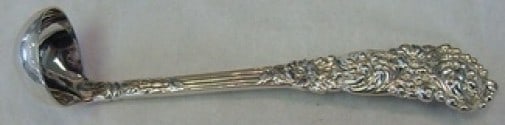 Reed and Barton Trajan Sterling Silver Mustard Ladle 4 1/2 Custom Made: Reed and Barton Trajan Sterling Silver Mustard Ladle 4 1/2 Custom Made Custom-made mustard ladle in the Trajan pattern by Reed & Barton. Made of sterling silver, this post-1940 piece is not monogramme