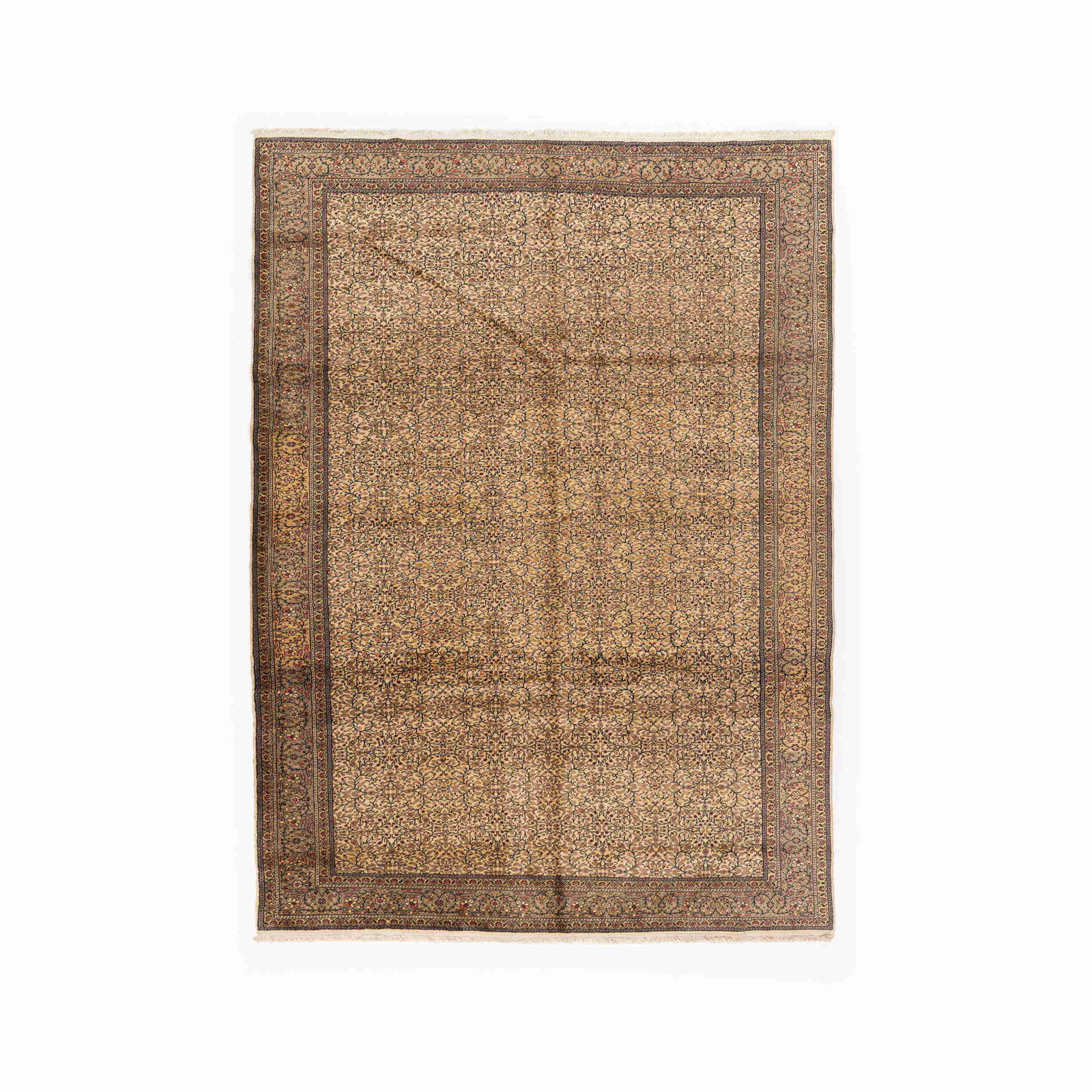 Authentic Handmade Kayseri Wool on Cotton Carpet 98.4 x 137 inches: Authentic Handmade Kayseri Wool on Cotton Carpet 98.4 x 137 inches This authentic handmade Kayseri carpet showcases exquisite craftsmanship with its wool on cotton composition. Originating from Kayser