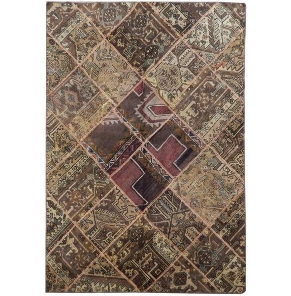 Beige Antique Persian Patchwork Rug 5.5 x 7.8 Hand-Knotted Wool Iran: Beige Antique Persian Patchwork Rug 5.5 x 7.8 Hand-Knotted Wool Iran Free continental US Shipping Enhance your home decor with this exquisite 5.5 x 7.8 Beige Antique Persian Patchwork Rug. This stunni