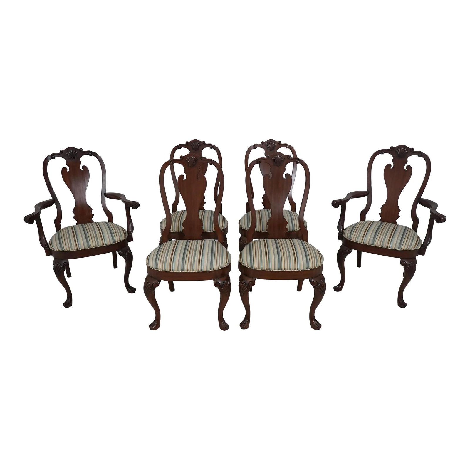 Set of 6 Ethan Allen Philadelphia Queen Anne Mahogany Dining Chairs (1 of 10)