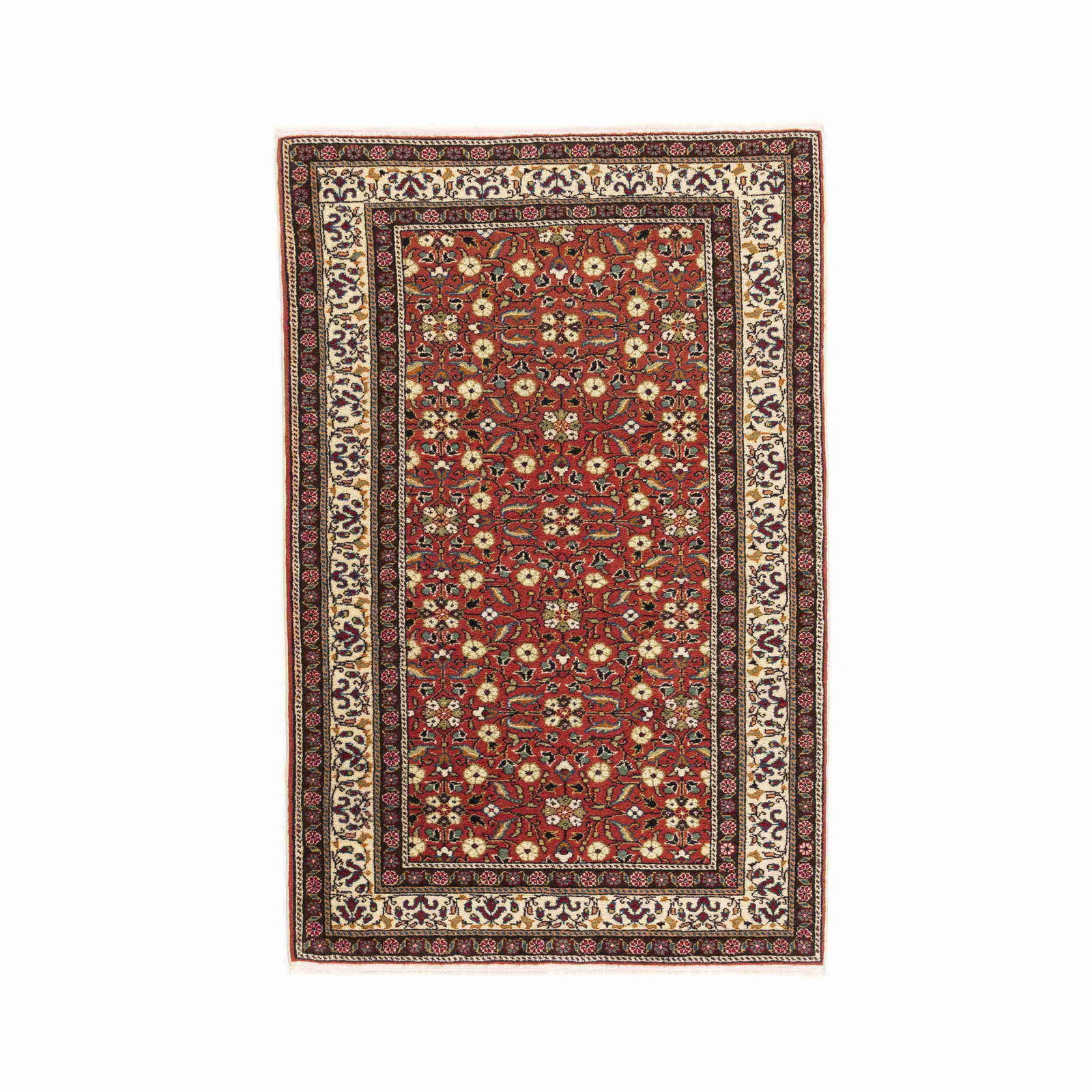 Authentic Handmade Kayseri Wool on Cotton Carpet 46.1 x 71.3: Authentic Handmade Kayseri Wool on Cotton Carpet 46.1 x 71.3 Experience the exquisite craftsmanship of this Authentic Handmade Kayseri Carpet, featuring a luxurious wool on cotton blend. This stunning
