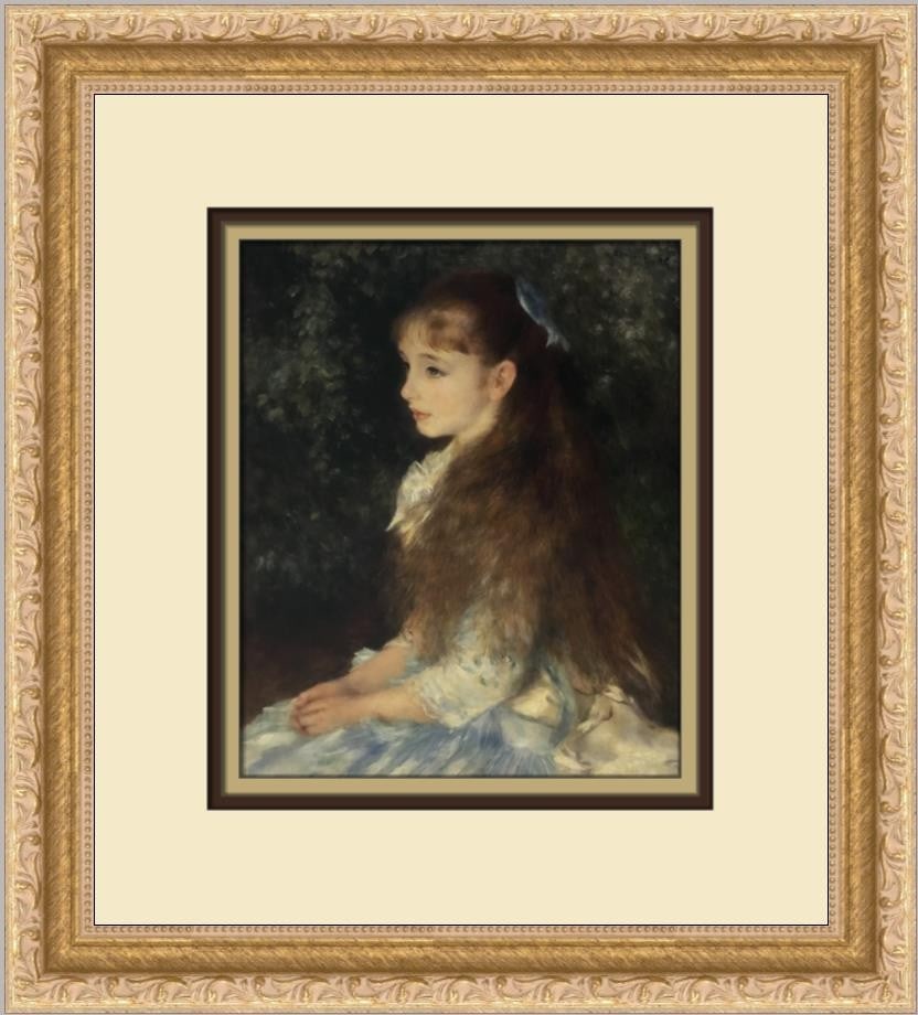 Framed Offset Print Portrait of Little Irene by Pierre-Auguste Renoir: Framed Offset Print Portrait of Little Irene by Pierre-Auguste Renoir This is an open edition offset lithograph print of "Portrait of Little Irene" by Pierre-Auguste Renoir. The print is custom framed