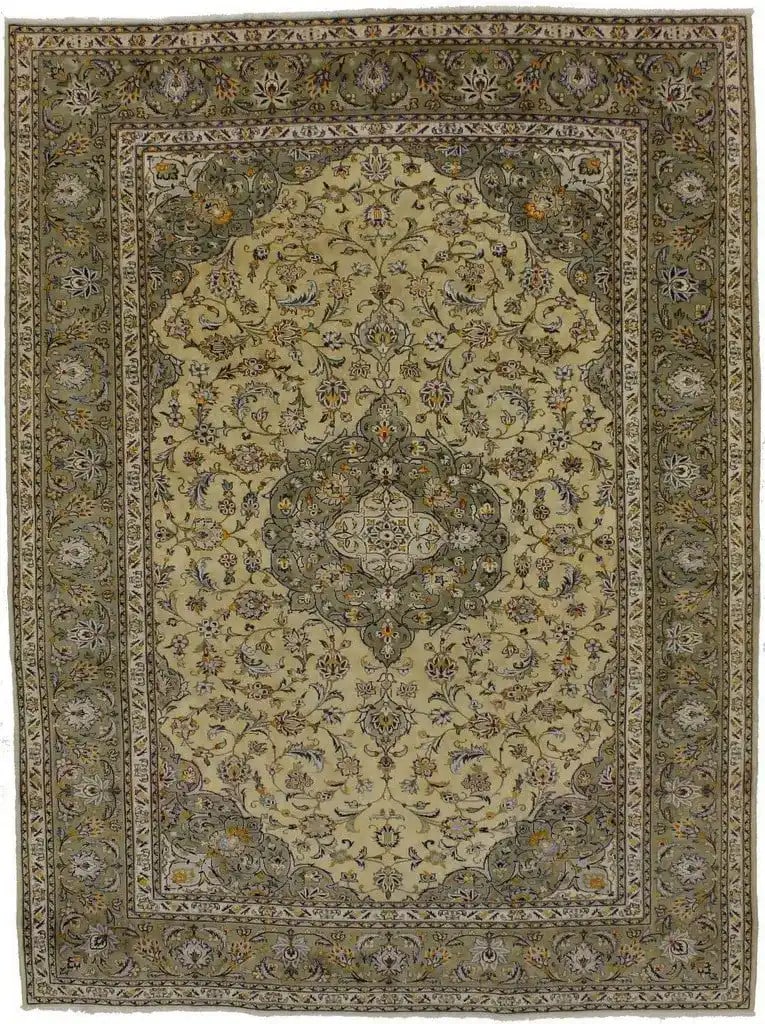 Hand-Knotted Wool Vintage Floral 7'11" x 10'8" Oriental Area Rug: Hand-Knotted Wool Vintage Floral 7'11" x 10'8" Oriental Area Rug This is a handmade traditional vintage Oriental area rug featuring a floral pattern in beige, ivory, navy blue, aqua, marigold, red, an