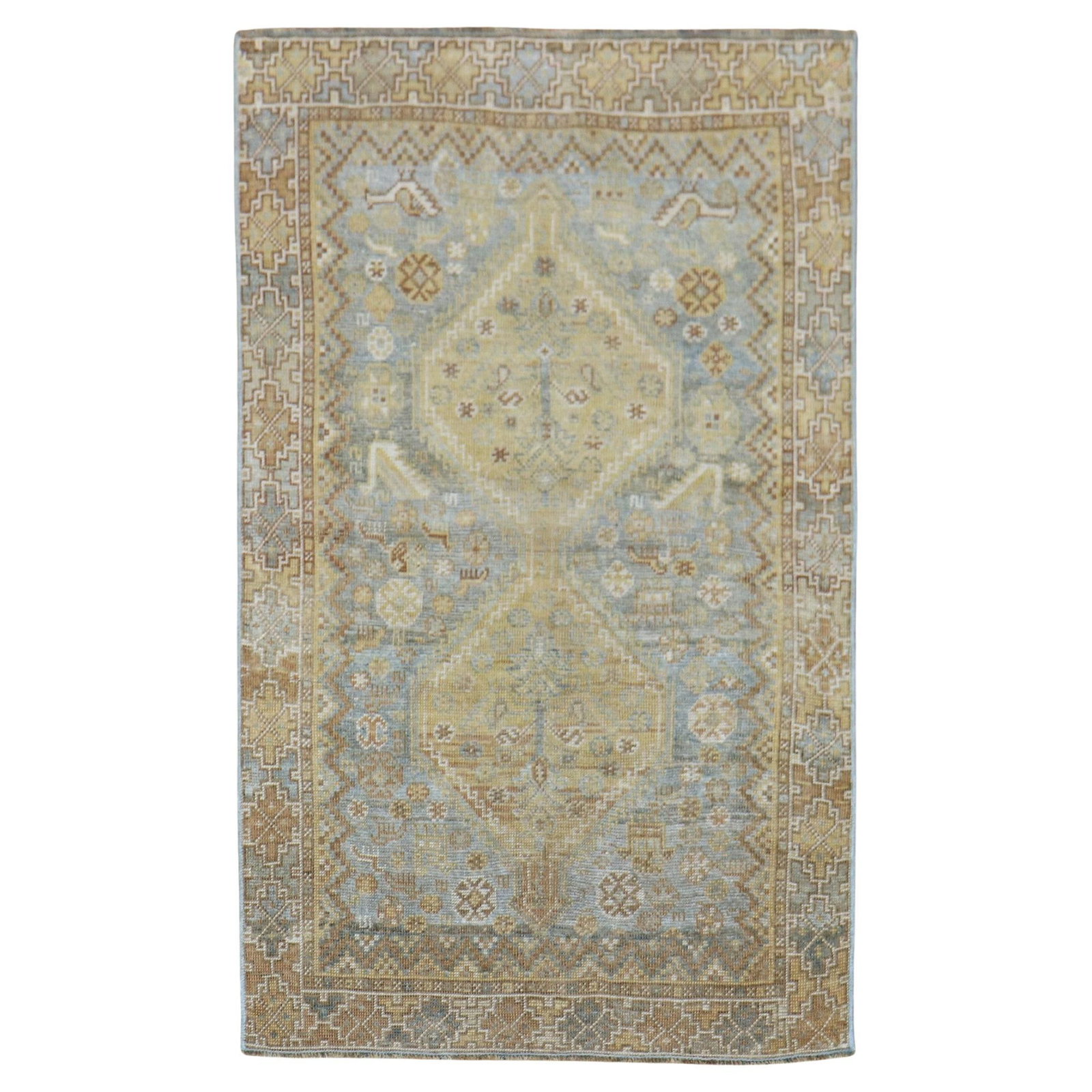 Early 20th Century Tabriz Wool Tribal Rug: Early 20th Century Tabriz Wool Tribal Rug This exquisite Vintage Persian Tribal Throw Rug showcases the artistry of early 20th-century weaving. Crafted in the Tabriz style, this rug features a beautif