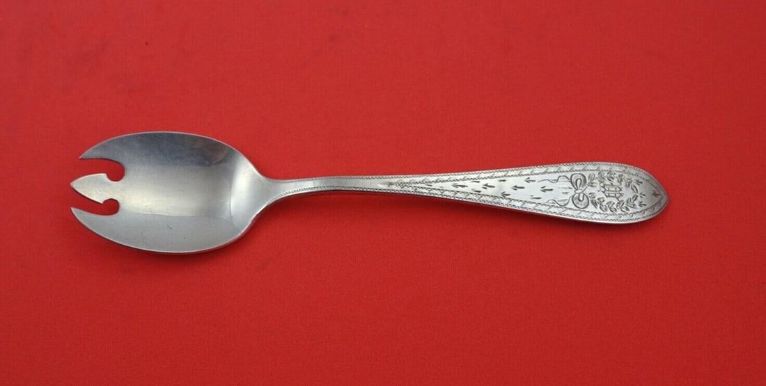 Whiting Colonial A Engraved Sterling Silver Ice Cream Fork 6": Whiting Colonial A Engraved Sterling Silver Ice Cream Fork 6" This exquisite ice cream fork is crafted from high-quality sterling silver and features the elegant Colonial A Engraved pattern by Whiting