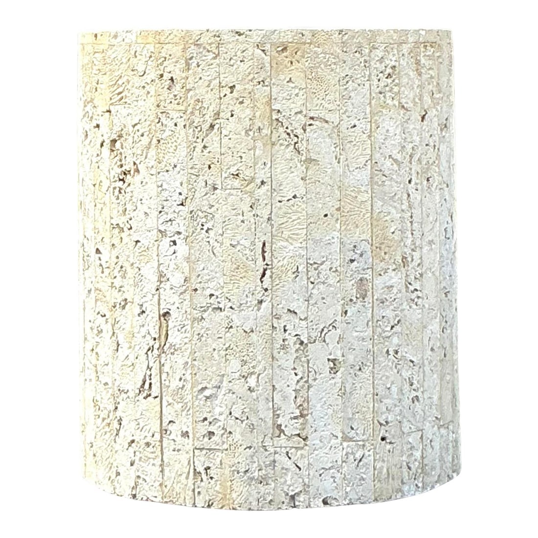 Vintage Coastal Coquina Strip Pedestal 24x24x28.5 Eggshell: Vintage Coastal Coquina Strip Pedestal 24x24x28.5 Eggshell The Vintage Coastal Coquina Strip Pedestal showcases a beautiful blend of coastal charm and organic sophistication. Made from textured coquin