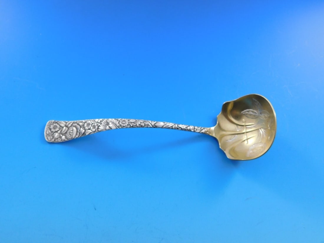 Towle Arlington Sterling Silver Sauce Ladle Gold Washed with Roses 5 3/4" (1 of 4)