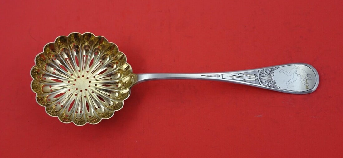 Tiffany & Co King William Engraved Sterling Silver Serving Spoon Gold Washed 8 1/4": Tiffany & Co King William Engraved Sterling Silver Serving Spoon Gold Washed 8 1/4" This exquisite serving spoon features the iconic King William Engraved pattern by Tiffany & Co. Crafted from high-qu