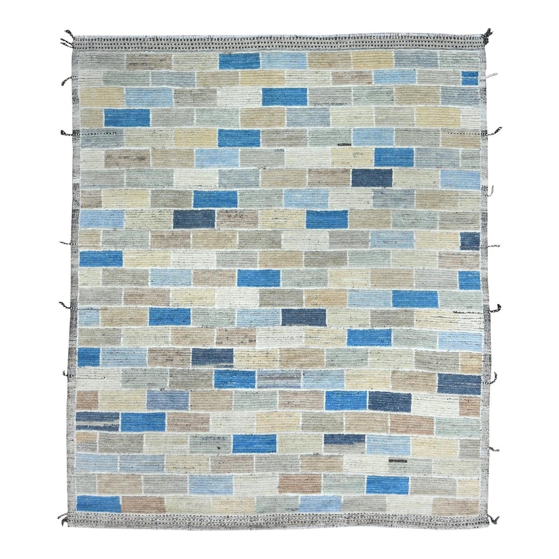 Handcrafted Wool Moroccan Style Rug 8'2 x 9'9 Geometric Design: Handcrafted Wool Moroccan Style Rug 8'2 x 9'9 Geometric Design Enhance your living space with this exquisite modern handmade Moroccan-style wool rug. Featuring a captivating geometric pattern in rich 