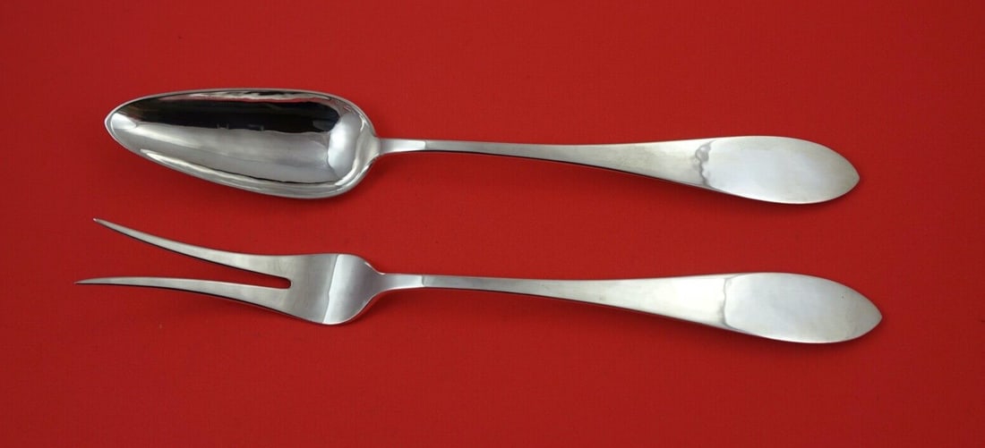 Porter Blanchard Sterling Silver Pointed Chop Set with 2-Tine Fork 10 1/4 Inches: Porter Blanchard Sterling Silver Pointed Chop Set with 2-Tine Fork 10 1/4 Inches This exquisite chop set by Porter Blanchard features a 2-tine fork, measuring 10 1/4 inches, crafted from high-quality 