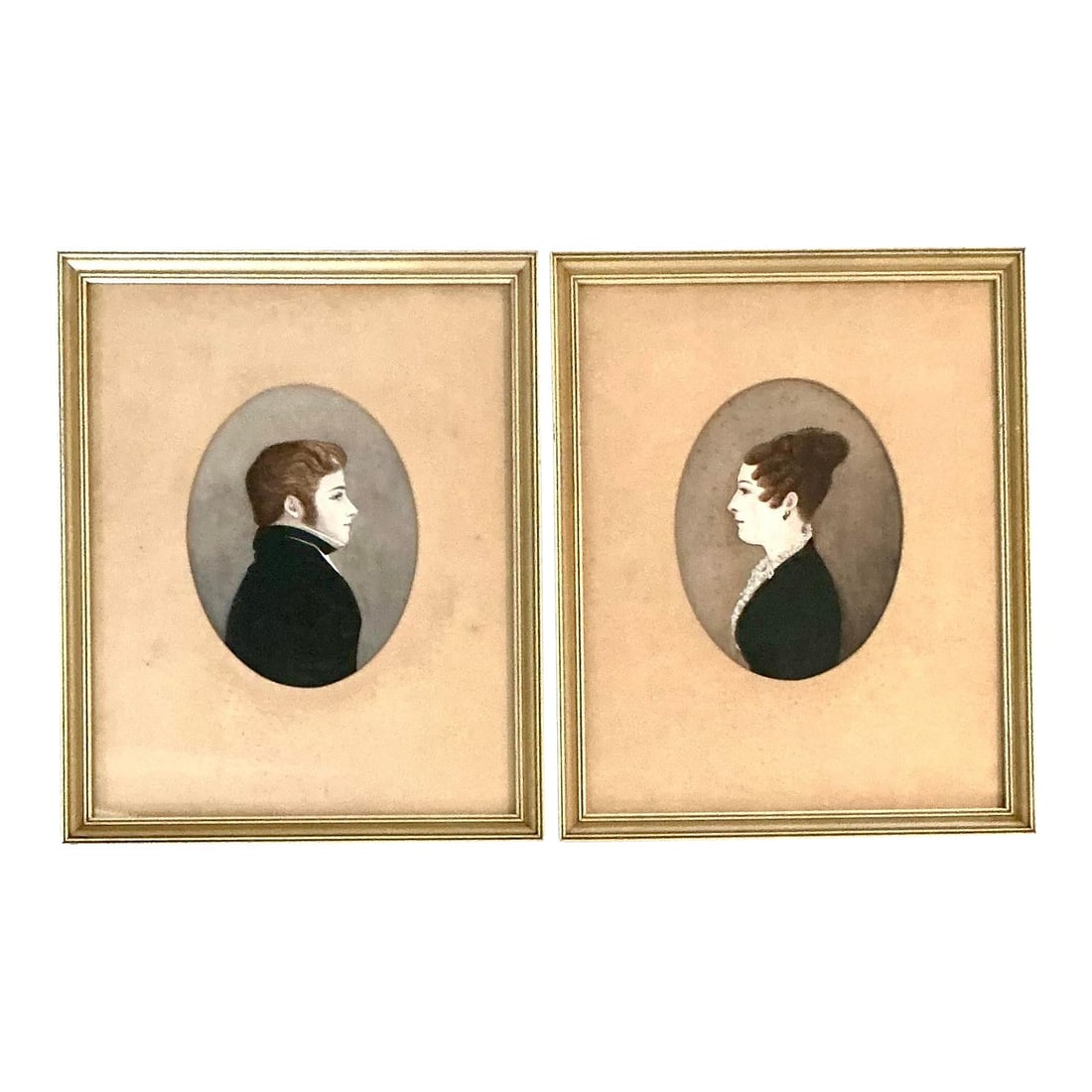 Vintage Regency Profile Portraits on Paper Tan Artwork: Vintage Regency Profile Portraits on Paper Tan Artwork Elevate your interior decor with these vintage Regency profile portraits on paper. Each piece features intricately detailed profiles that embody 