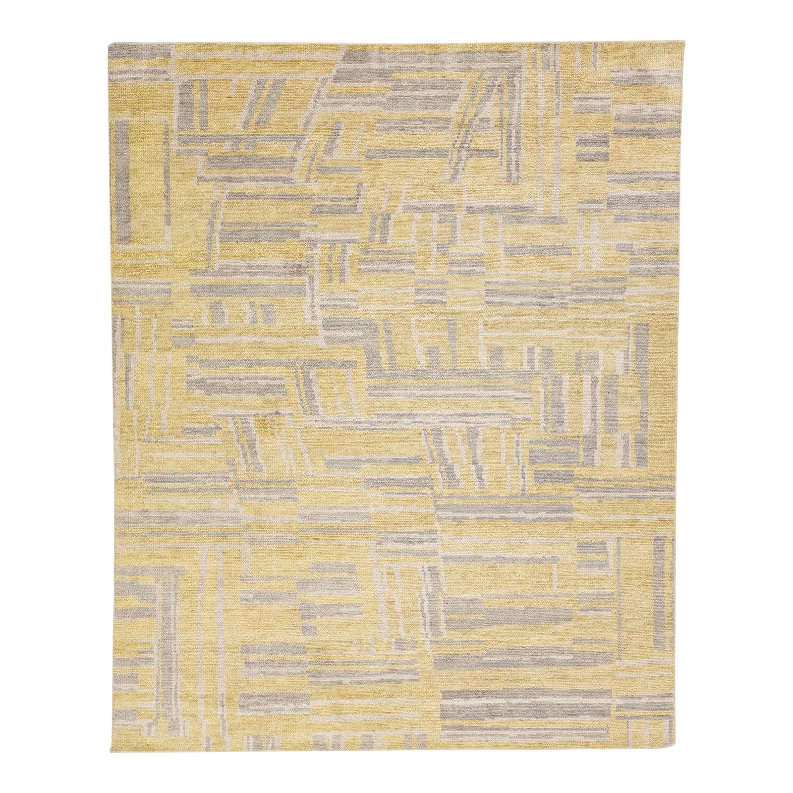 Thom Filicia Yellow Abstract Handmade Wool Rug 7'9 x 9'9: Thom Filicia Yellow Abstract Handmade Wool Rug 7'9 x 9'9 Enhance your living space with this stunning Yellow Contemporary Abstract Motif Handmade Wool Rug from the Thom Filicia Home Collection. This e